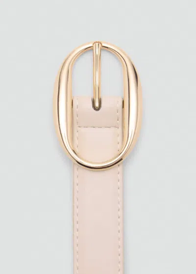 Mango Ceinture Boucle Ovale Écru - Femme - Xl -