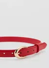 Mango Oval Buckle Belt In Red