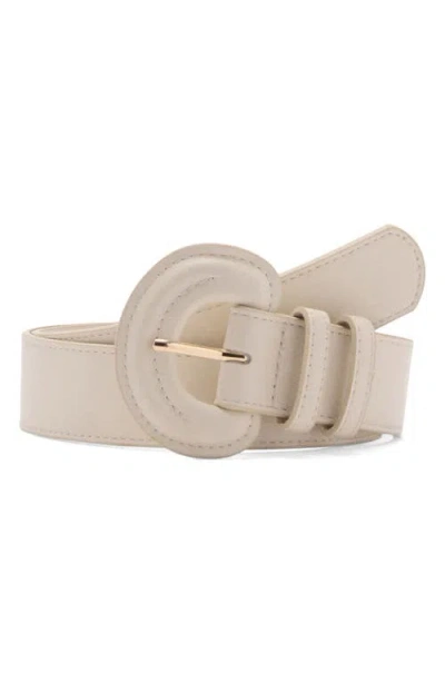 Mango Oval Buckle Faux Leather Belt In Ecru