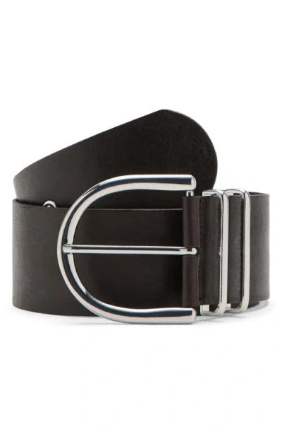 Mango Oval Buckle Leather Belt In Black
