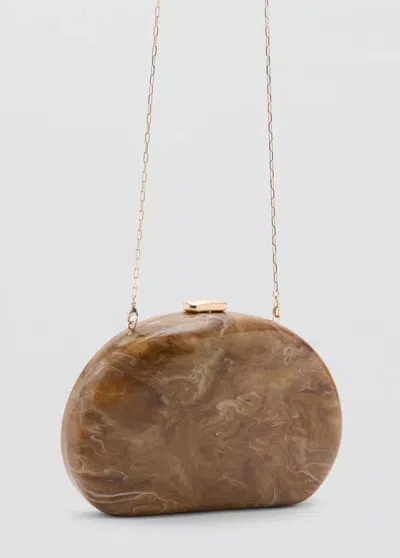 Mango Oval Clutch Bag In Cognac