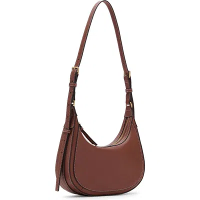 Mango Oval Faux Leather Shoulder Bag In Brown