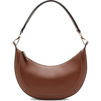 Mango Oval Faux Leather Shoulder Bag In Brown