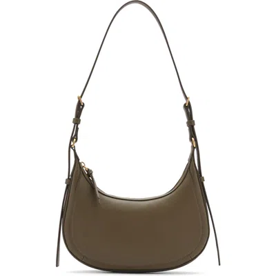 Mango Oval Faux Leather Shoulder Bag In Khaki Green