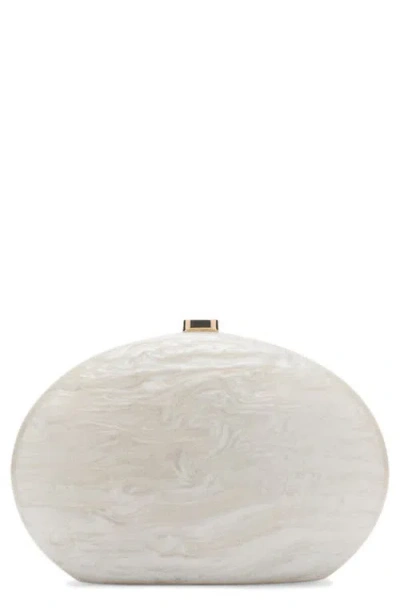 Mango Oval Frame Clutch In White