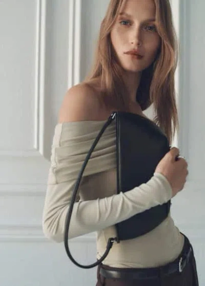 Mango Oval Shoulder Bag Black