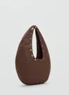 Mango Sac Porté Épaule Ovale À Clous Chocolat - Femme - Taille Unique -