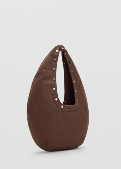 Mango Sac Porté Épaule Ovale À Clous Chocolat - Femme - Taille Unique -  In Brown