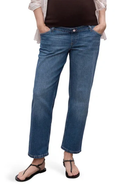 Mango Over The Bump Ankle Straight Leg Maternity Jeans In Blue