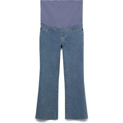 Mango Over The Bump Crop Flare Maternity Jeans In Blue