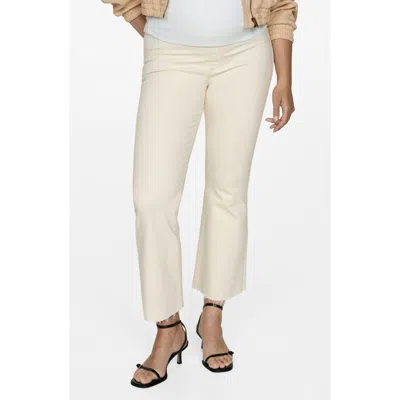 Mango Over The Bump Crop Flare Maternity Jeans In Off White