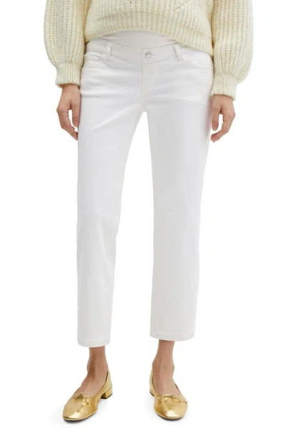 Mango Over The Bump Crop Straight Leg Maternity Jeans In White
