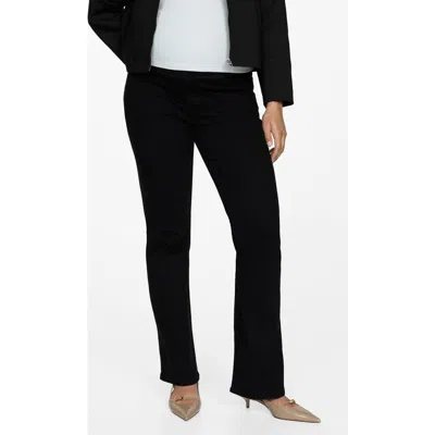 Mango Over The Bump Flare Maternity Jeans In Black Denim