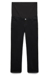 Mango Over The Bump Maternity Straight Leg Jeans In Black Denim