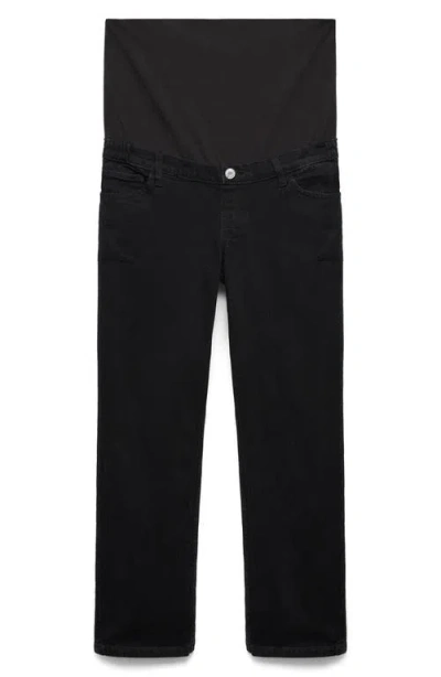 Mango Over The Bump Maternity Straight Leg Jeans In Black Denim