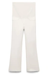 Mango Over The Bump Raw Hem Crop Flare Maternity Jeans In White