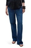 Mango Over The Bump Raw Hem Wide Leg Maternity Jeans In Blue