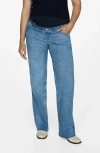Mango Over The Bump Wide Leg Maternity Jeans In Medium Blue
