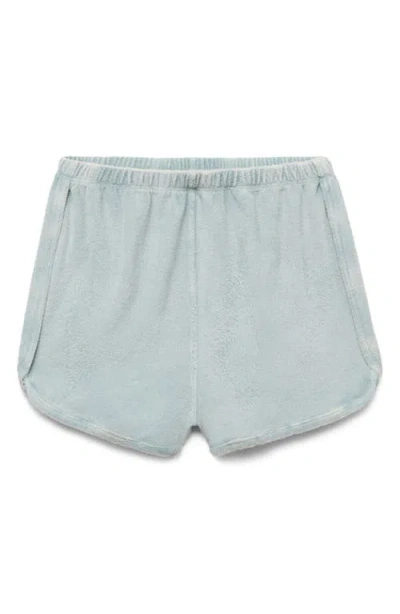 Mango Overdyed Cotton Blend Terry Shorts In Green