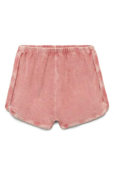 Mango Overdyed Cotton Blend Terry Shorts In Pink