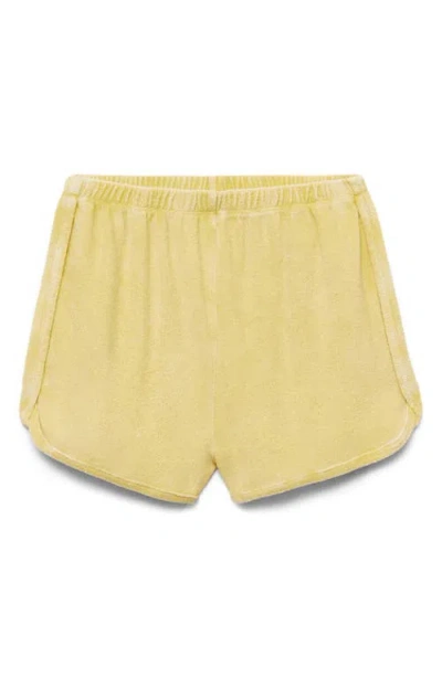 Mango Overdyed Cotton Blend Terry Shorts In Yellow