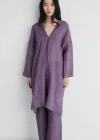 Mango Overdyed Design Ramie Kaftan Plum