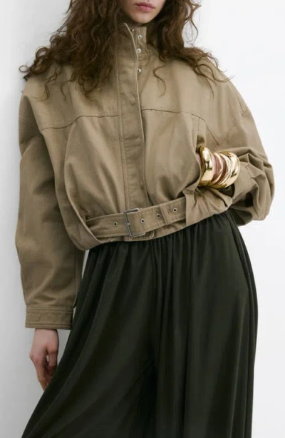MANGO MANGO OVERSIZE BELTED COTTON TWILL JACKET