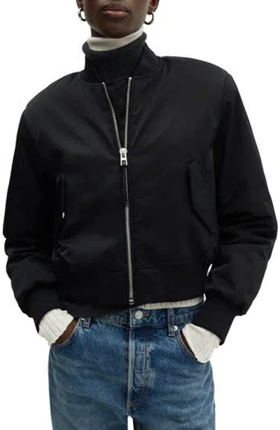 Mango Oversize Bomber Jacket In Black