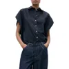 Mango Oversize Button-up Shirt In Black