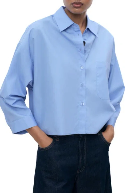 Mango Oversize Button-up Shirt In Blue
