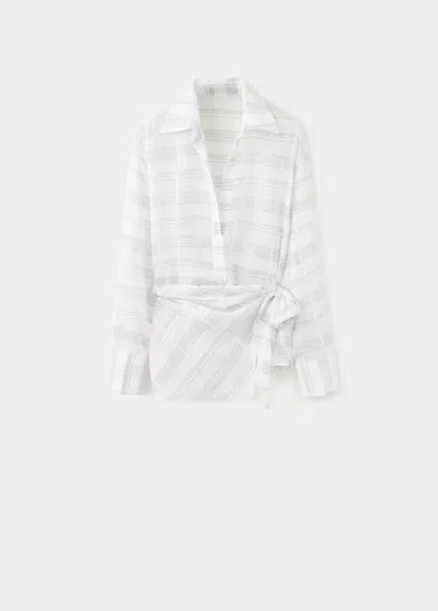 Mango Oversize Check Shirt In Sand