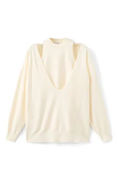 Mango Oversize Combined Sweater In Ecru