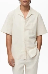 Mango Men's Bowling Collar And Pocket Linen Shirt In White
