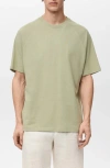 Mango Oversize Cotton & Linen Crewneck T-shirt In Green