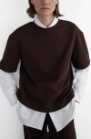 Mango Oversize Cotton Blend T-shirt In Brown