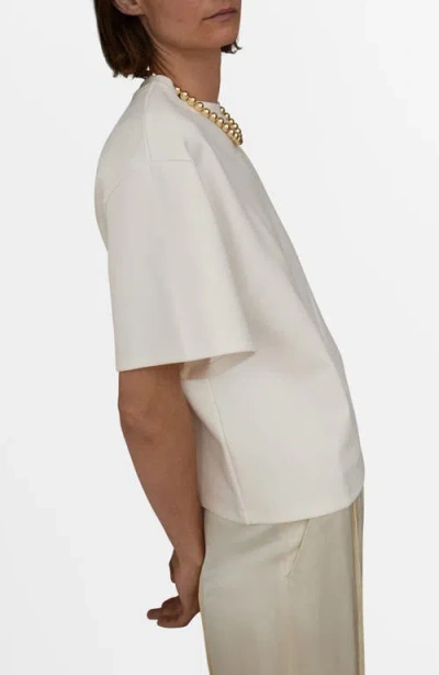 Mango Oversize Cotton Blend T-shirt In White