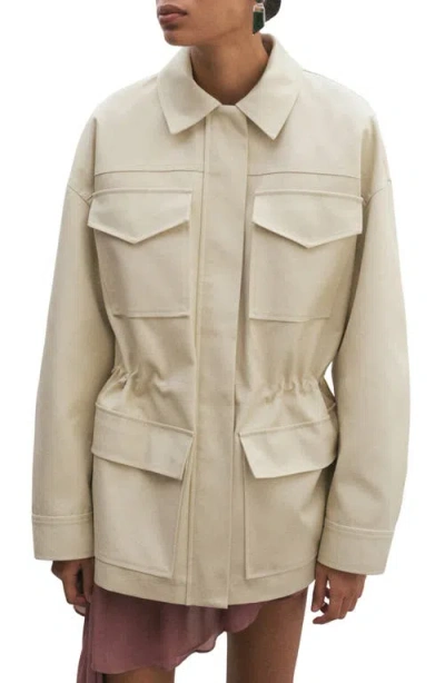 Mango Oversize Cotton Jacket In Neutral