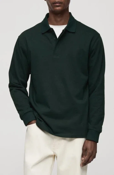 Mango Oversize Cotton Polo Sweatshirt In Green