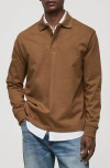 Mango Oversize Cotton Polo Sweatshirt In Medium Brown