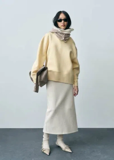 Mango Oversize Cotton Sweatshirt Pastel Yellow