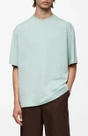 Mango Oversize Cotton T-shirt In Aqua Green