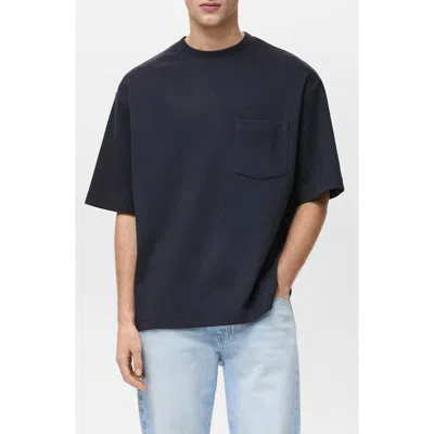 Mango Oversize Cotton T-shirt In Black