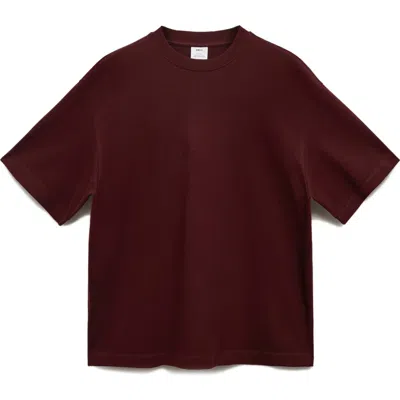 Mango Oversize Cotton T-shirt In Burgundy