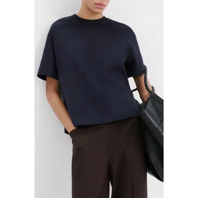 Mango Oversize Cotton T-shirt In Blue