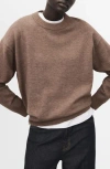 Mango Oversize Crewneck Sweater In Brown