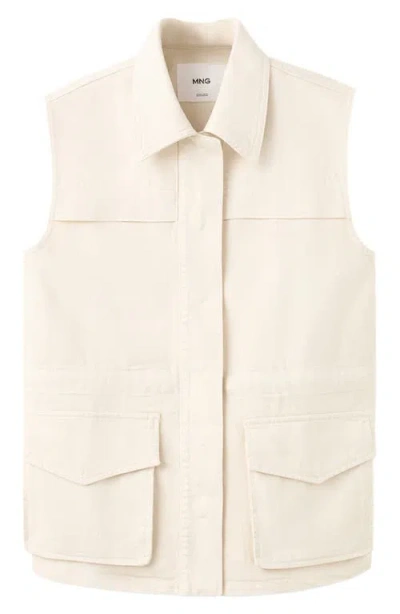 Mango Oversize Denim Vest In Neutral