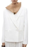 Mango Oversize Double Breasted Blazer In White