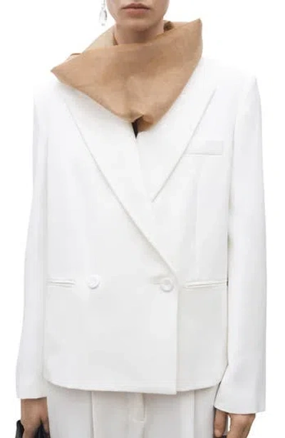 Mango Oversize Double Breasted Blazer In White