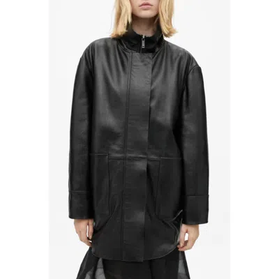 Mango Oversize Faux Leather Jacket In Black