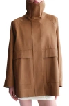 Mango Oversize Funnel Neck Cotton Jacket In Brown